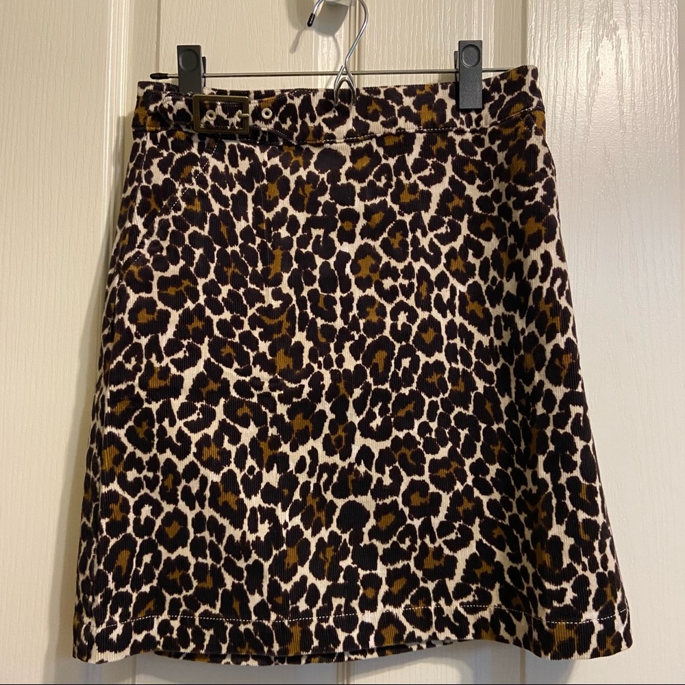 J. Crew Corduroy Leopard Print Skirt